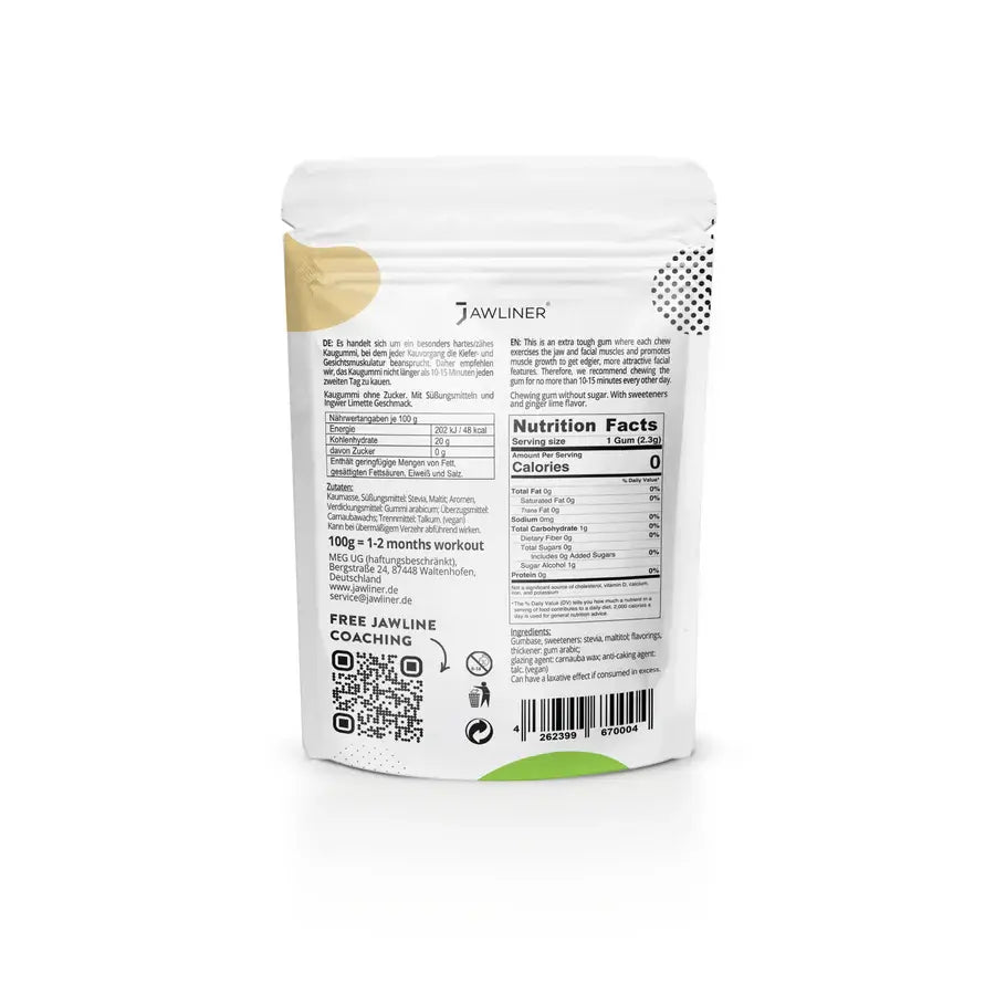 Fitness Ginger Lime Chewing Gum 100g Pack von JAWLINER