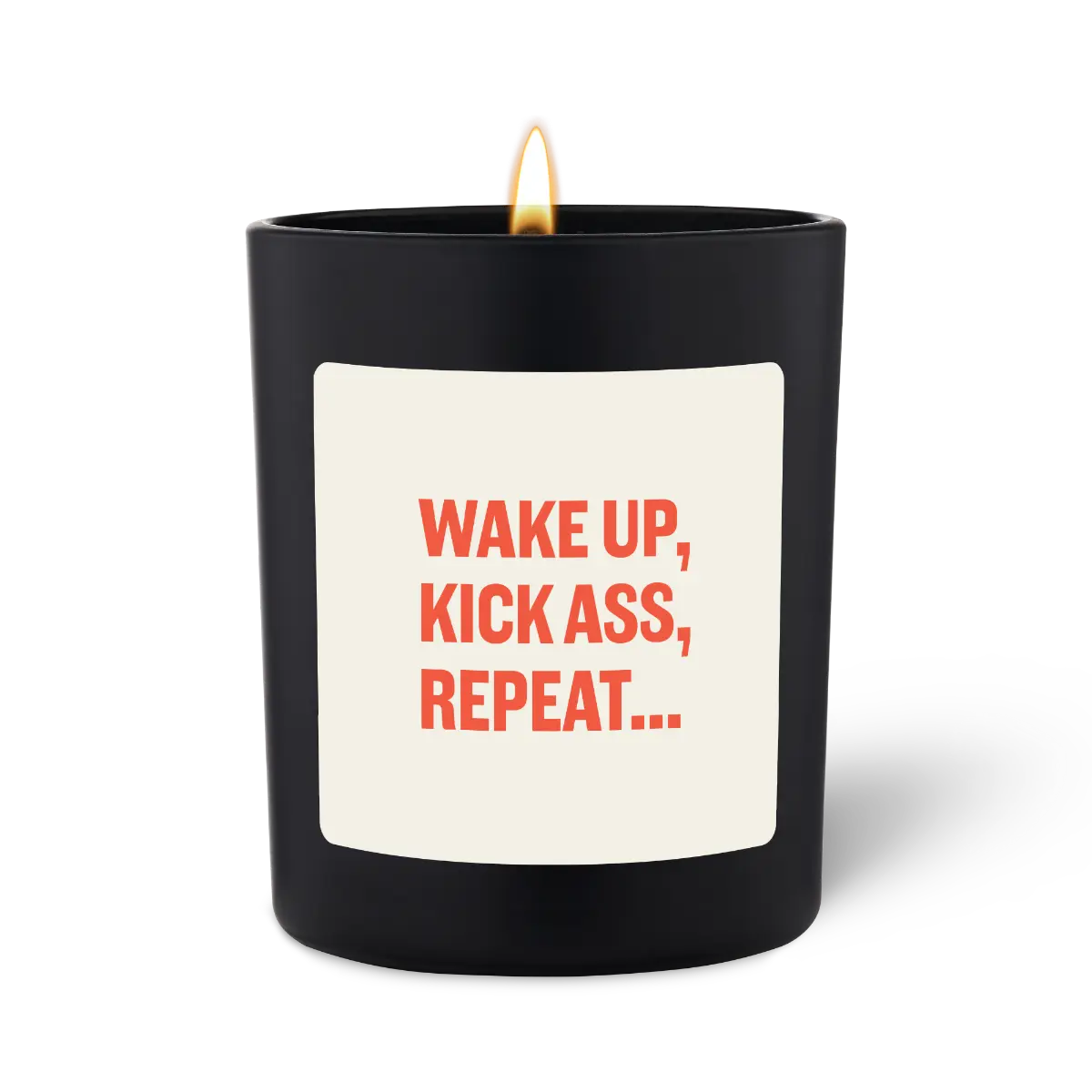 Duftkerze Schwarz Woody Wake up, kick ass, repeat von ChattyCandles