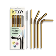 Edelstahl Trinkhalme Biegbar Gold 4er Set 22cm von KNYG