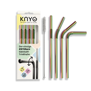 Edelstahl Trinkhalme Biegbar Rainbow 4er Set 22cm von KNYG