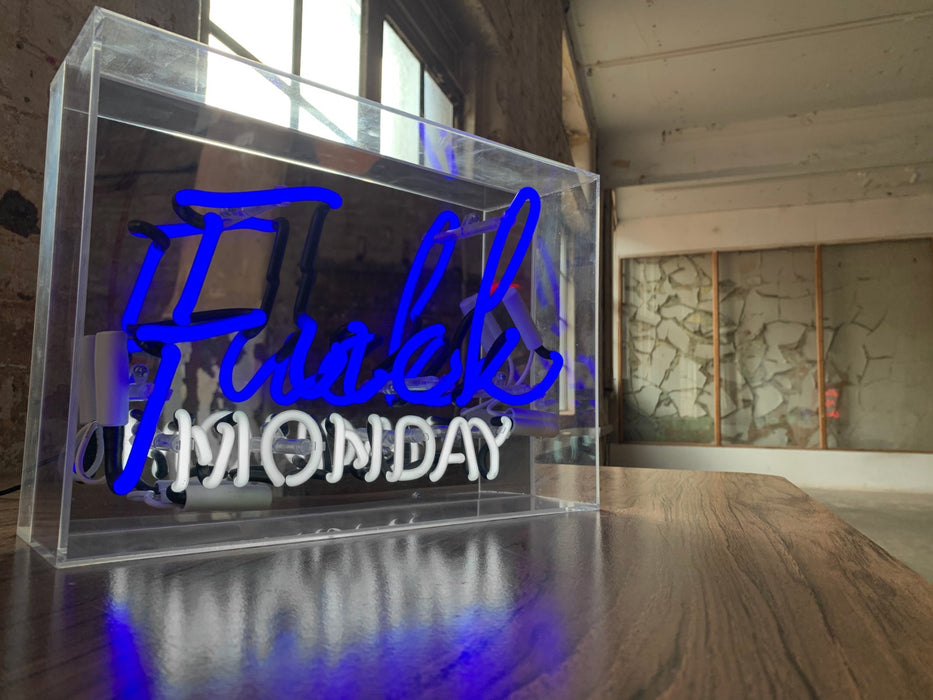 Grosse Acryl-Box Neon - F*ck Monday blau von Locomocean