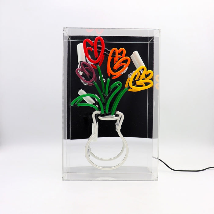 Acryl-Box Neon - Vase mit Tulpen von Locomocean