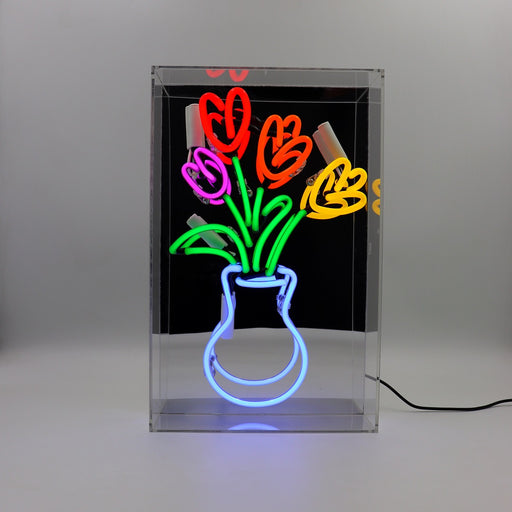 Acryl-Box Neon - Vase mit Tulpen von Locomocean