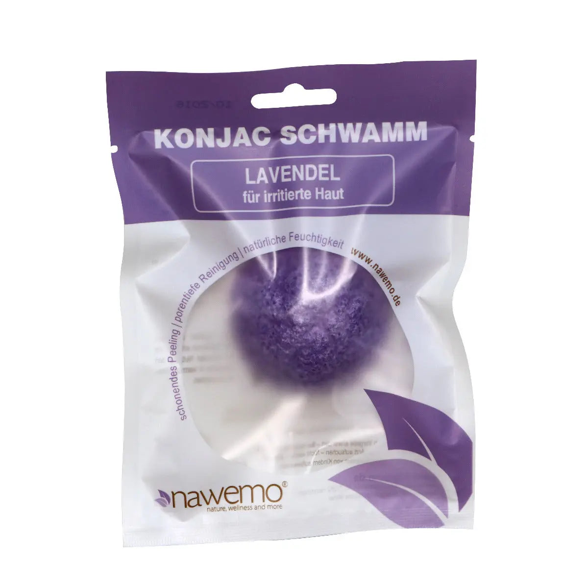 Konjac Schwamm Lavendel, bei entzündeter und irritierter Haut von Nawemo