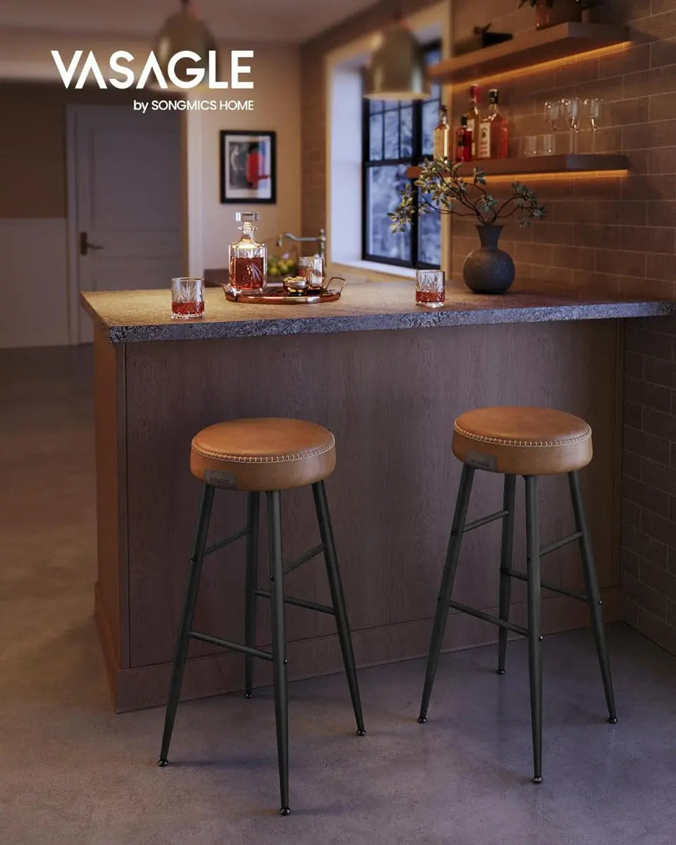Barhocker Set Kunstleder Mid-Century Karamellbraun von Songmics