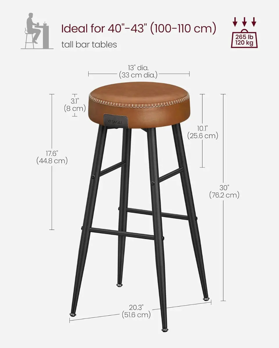 Barhocker Set Kunstleder Mid-Century Karamellbraun von Songmics