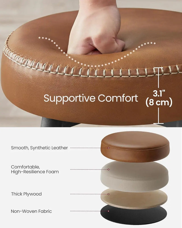 Barhocker Set Kunstleder Mid-Century Karamellbraun von Songmics