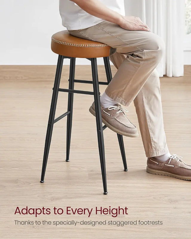 Barhocker Set Kunstleder Mid-Century Karamellbraun von Songmics