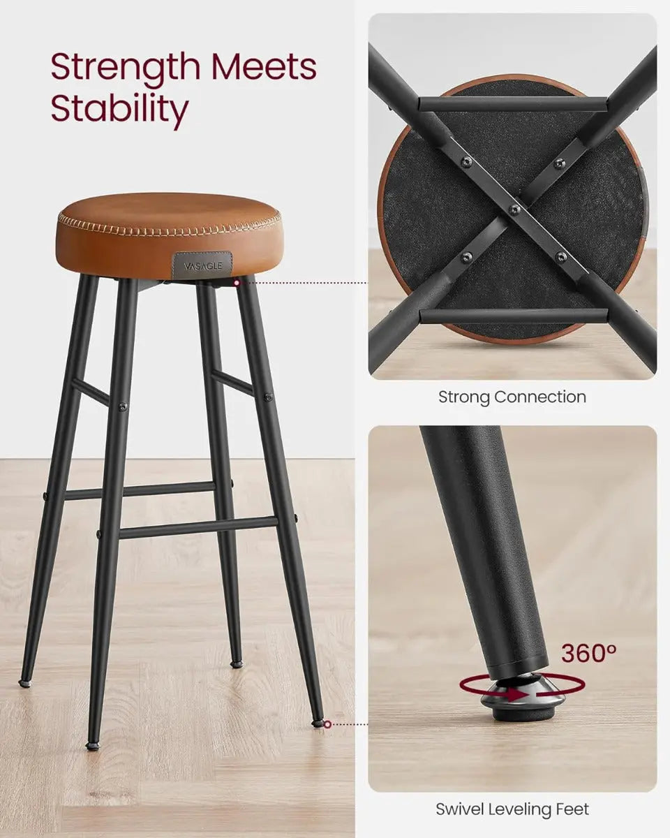 Barhocker Set Kunstleder Mid-Century Karamellbraun von Songmics