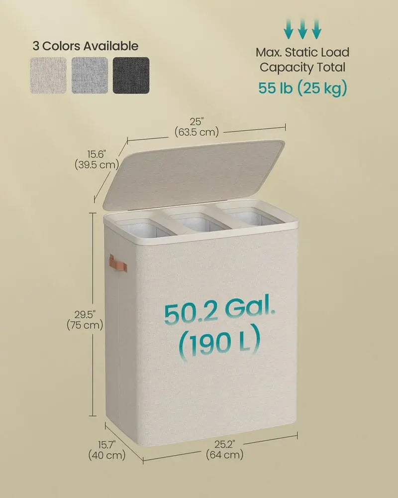 Wäschekorb 190L Cappuccino Beige Stoff von Songmics