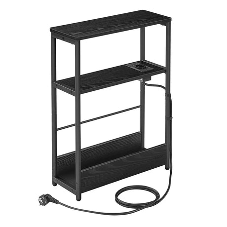 Beistelltisch mit Ladefunktion, 3 Ablagen, schwarz von Songmics