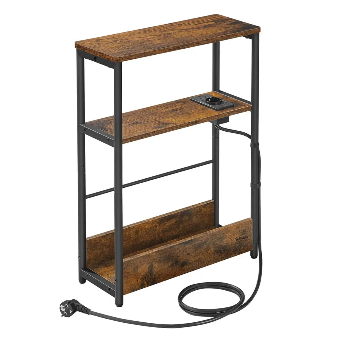 Beistelltisch mit Ladefunktion vintagebraun-tintenschwarz von Songmics