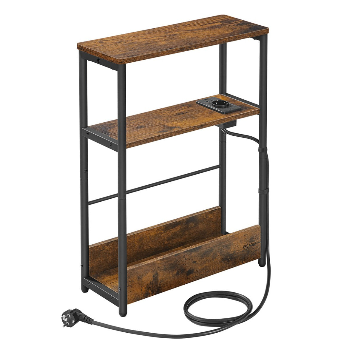 Beistelltisch mit Ladefunktion vintagebraun-tintenschwarz von Songmics