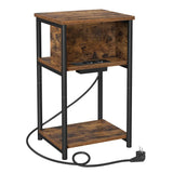 Beistelltisch mit Steckdose Vintagebraun-Schwarz von Songmics