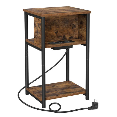 Beistelltisch mit Steckdose Vintagebraun-Schwarz von Songmics