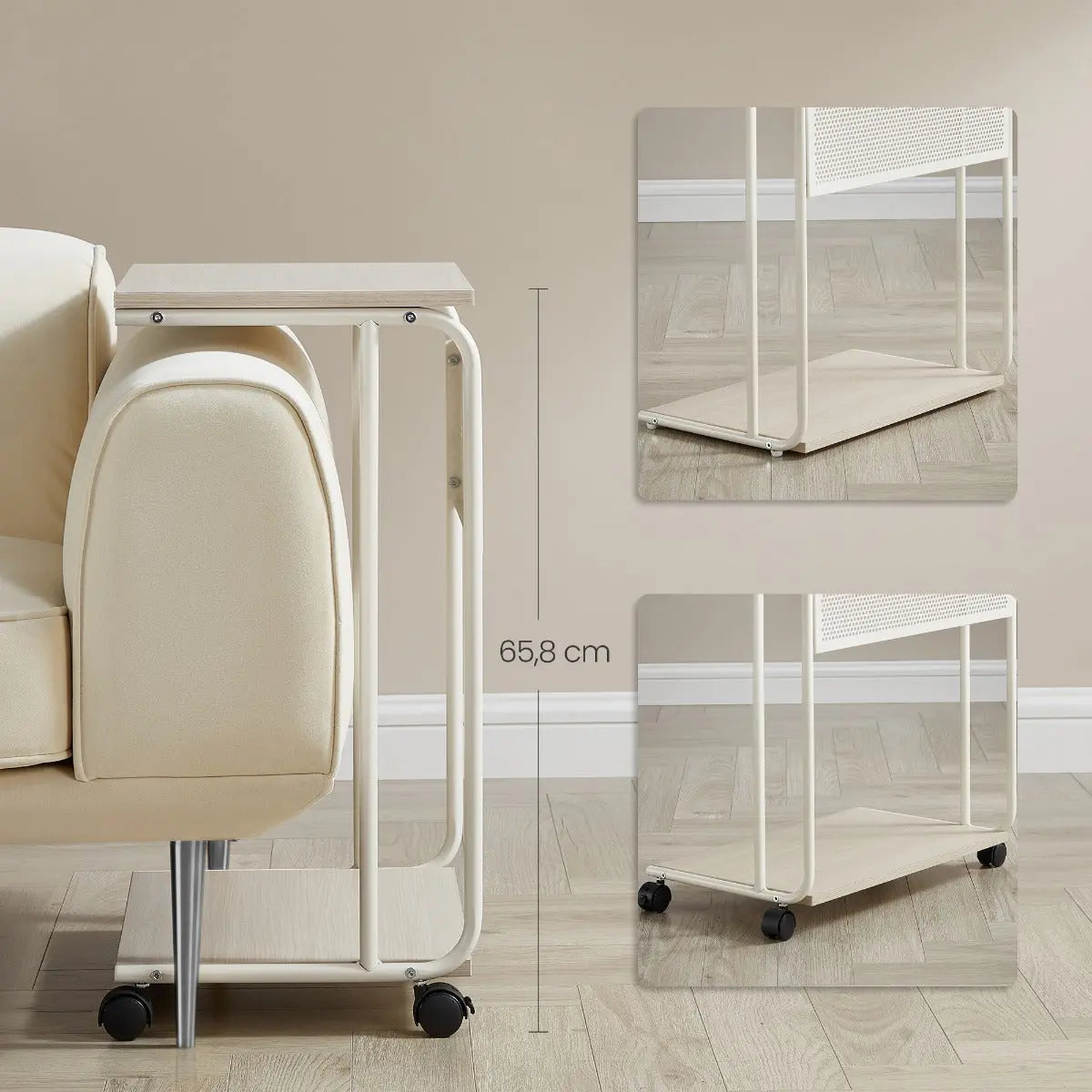 C-Tisch mobil rustikal braun Stahl von Songmics