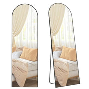 Standspiegel 160cm Aluminium Schwarz Gewölbt von Songmics