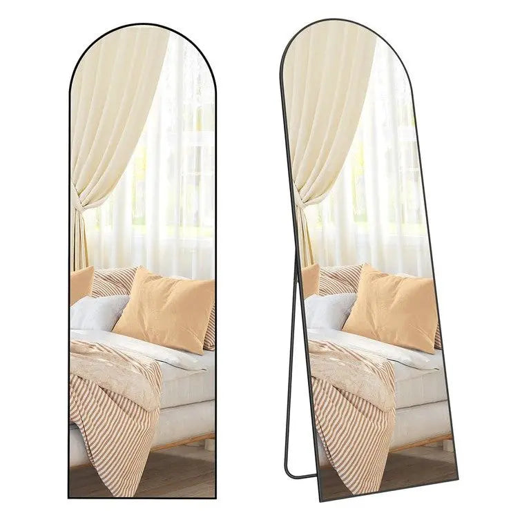 Standspiegel 160cm Aluminium Schwarz Gewölbt von Songmics