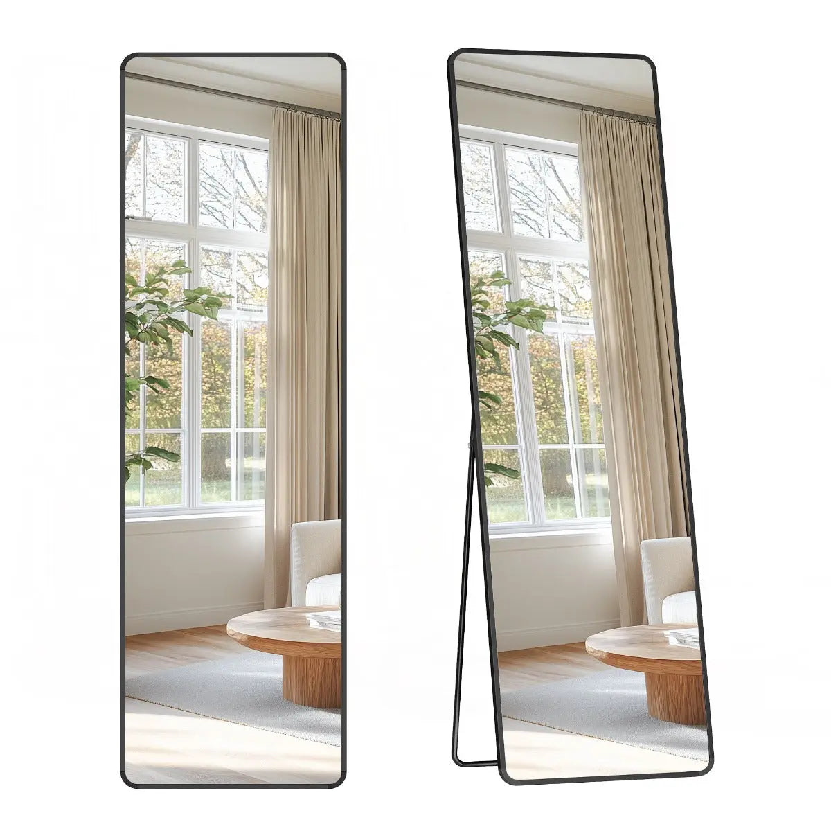 Standspiegel 150x40cm Aluminium Schwarz von Songmics