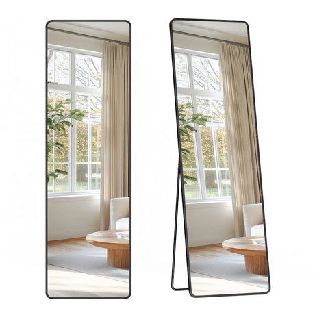 Standspiegel 150x40cm Aluminium Schwarz von Songmics