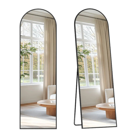 Standspiegel abgerundet 150x40cm Aluminium Schwarz von Songmics