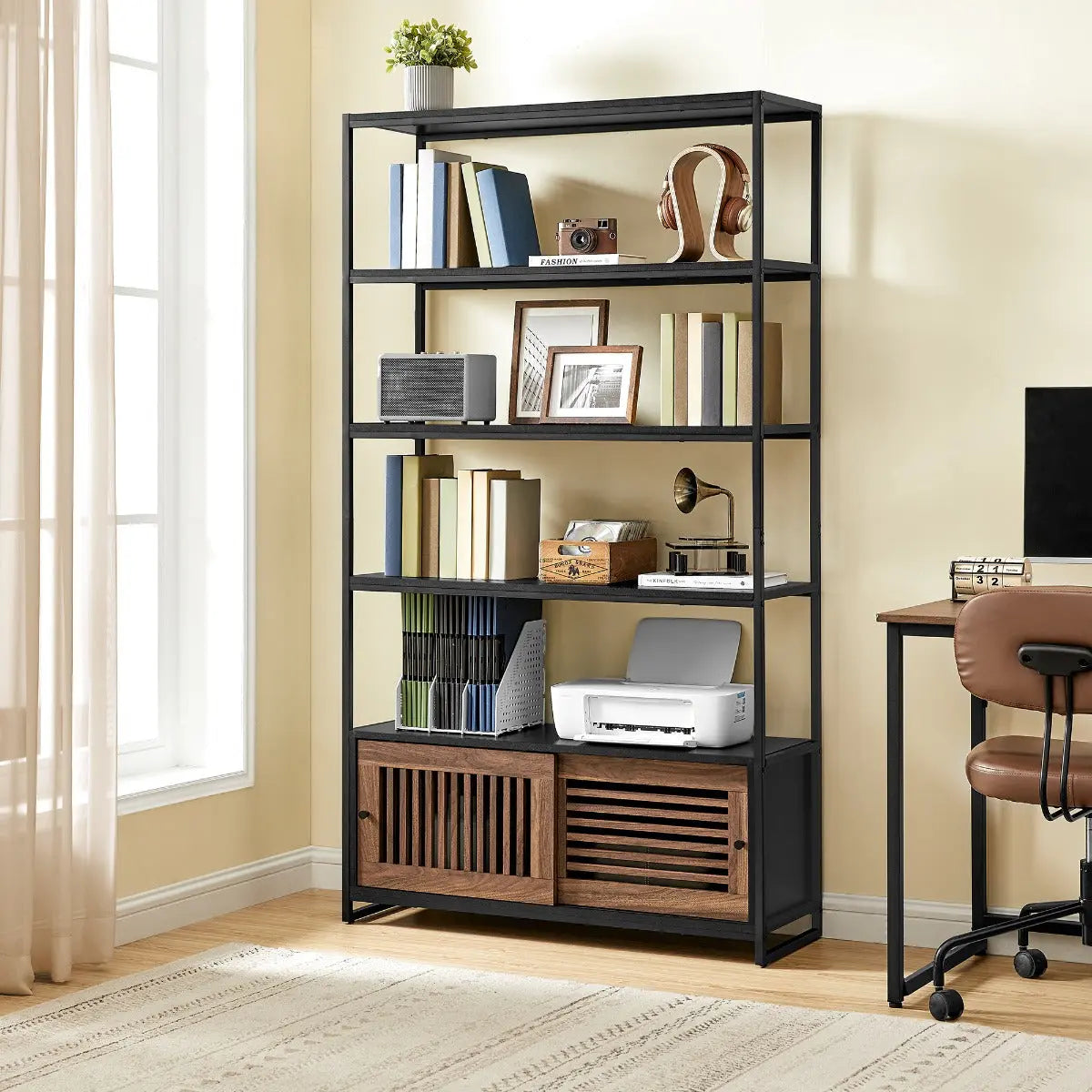 Bücherregal Sideboard 5 Ebenen mit Schiebetür von guteszeug.ch