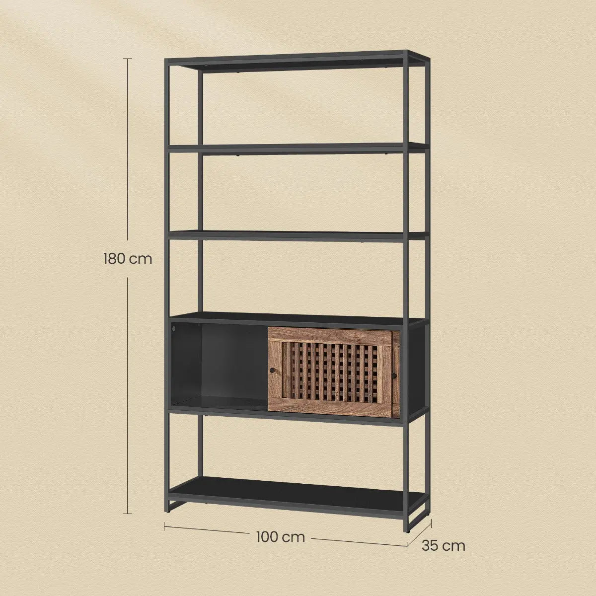 Bücherregal Sideboard 5 Ebenen mit Schiebetür von guteszeug.ch