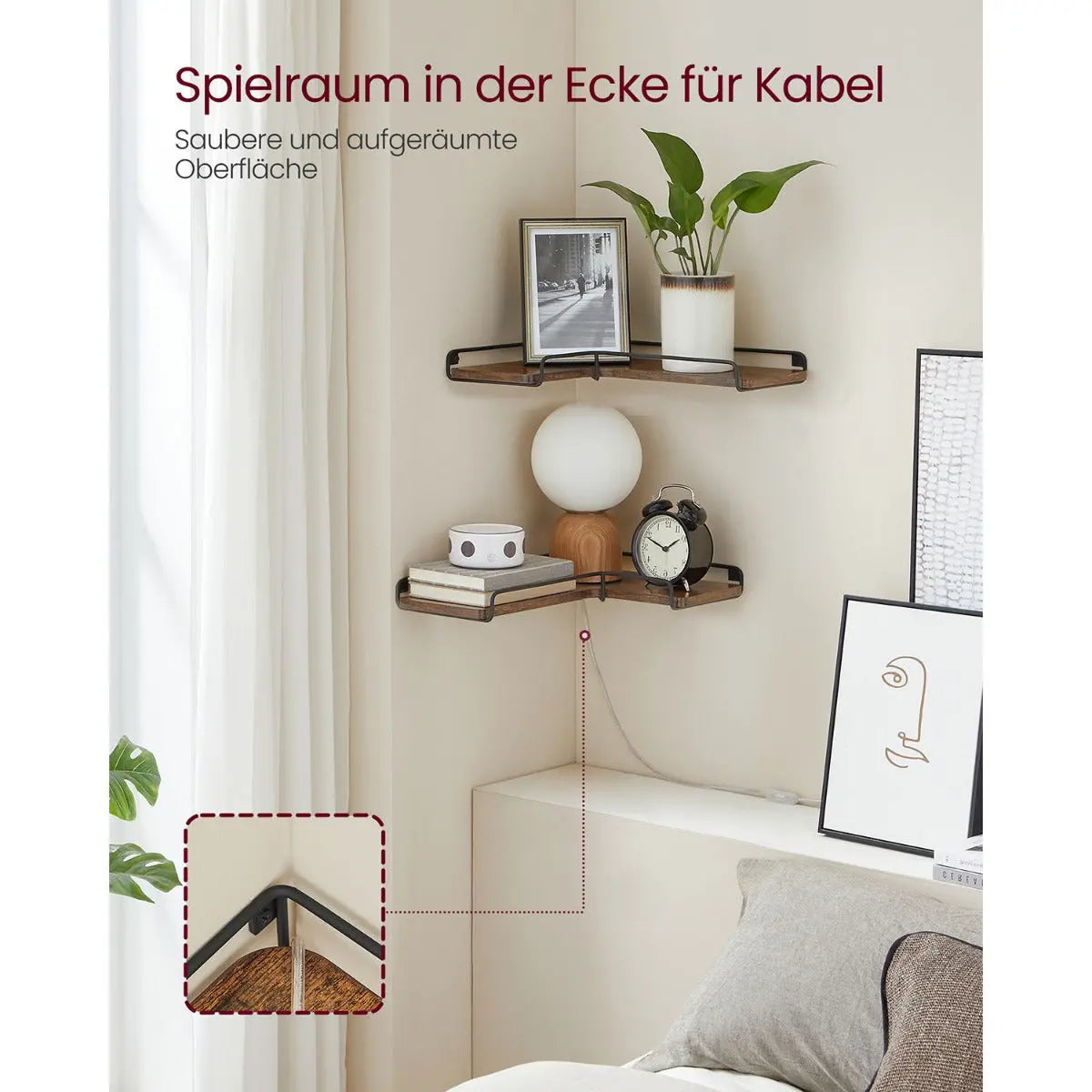 L-förmiges Eckregal Wandregal 2er Set Holz von Songmics