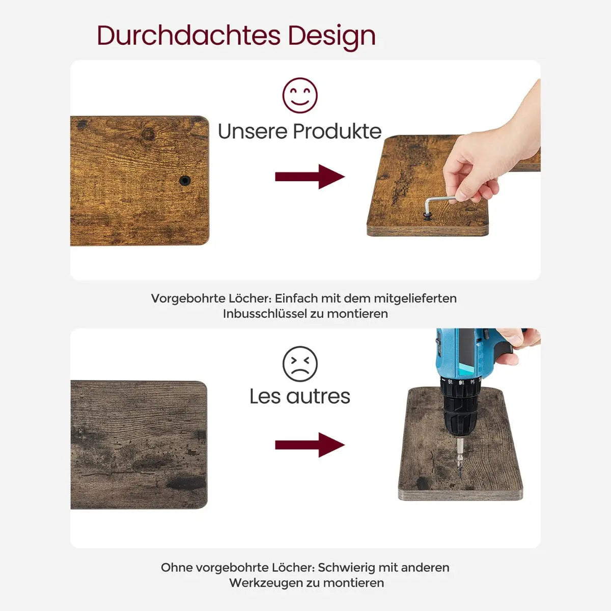 L-förmiges Eckregal Wandregal 2er Set Holz von Songmics