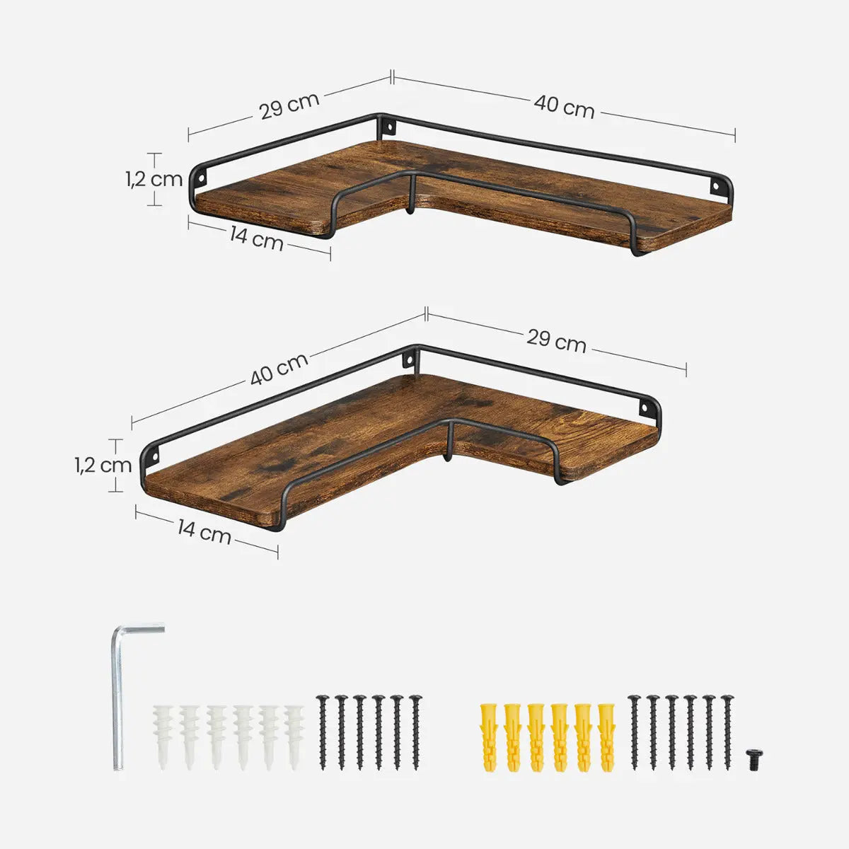 L-förmiges Eckregal Wandregal 2er Set Holz von Songmics
