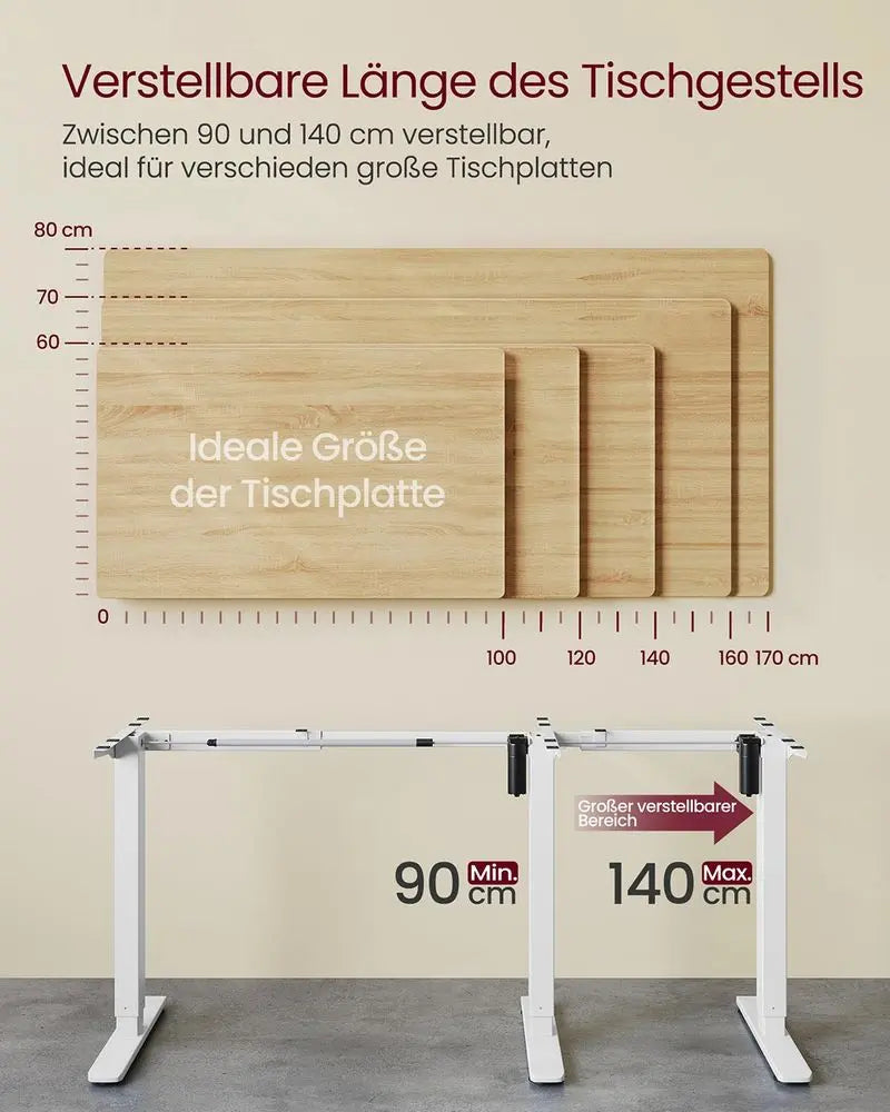 Elektrischer Schreibtischgestell höhenverstellbar weiss Stahl von Songmics