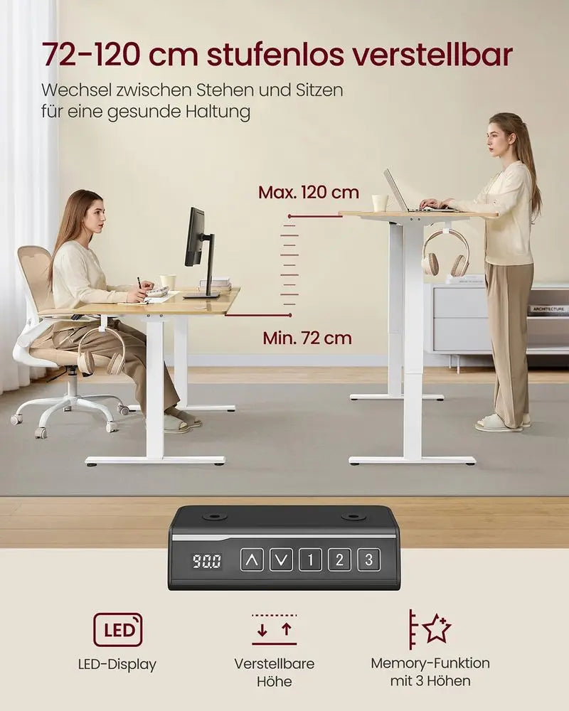 Elektrischer Schreibtischgestell höhenverstellbar weiss Stahl von Songmics