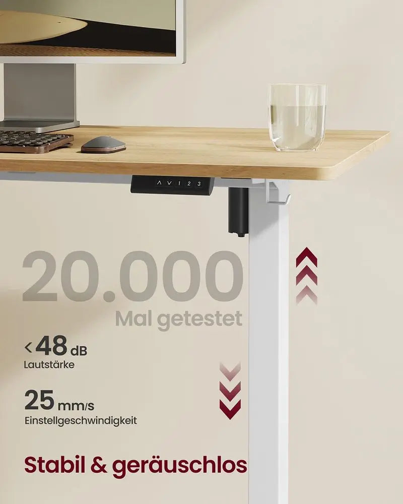 Elektrischer Schreibtischgestell höhenverstellbar weiss Stahl von Songmics