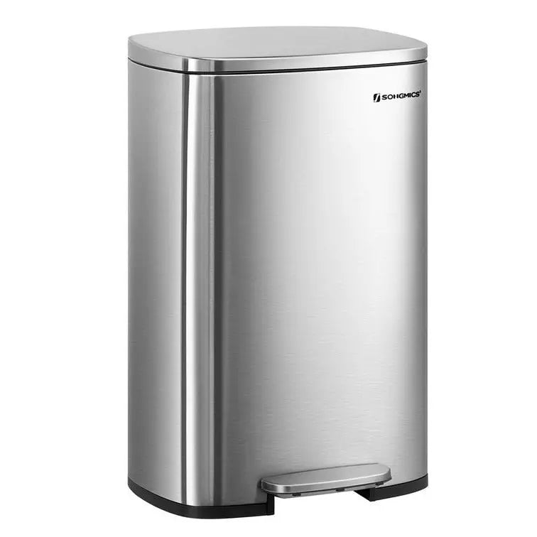 Treteimer 50L Softclose silbern Stahl von Songmics