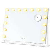 Schminkspiegel LED-Beleuchtung dimmbar weiss Metall von Songmics