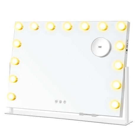 Schminkspiegel LED-Beleuchtung dimmbar weiss Metall von Songmics