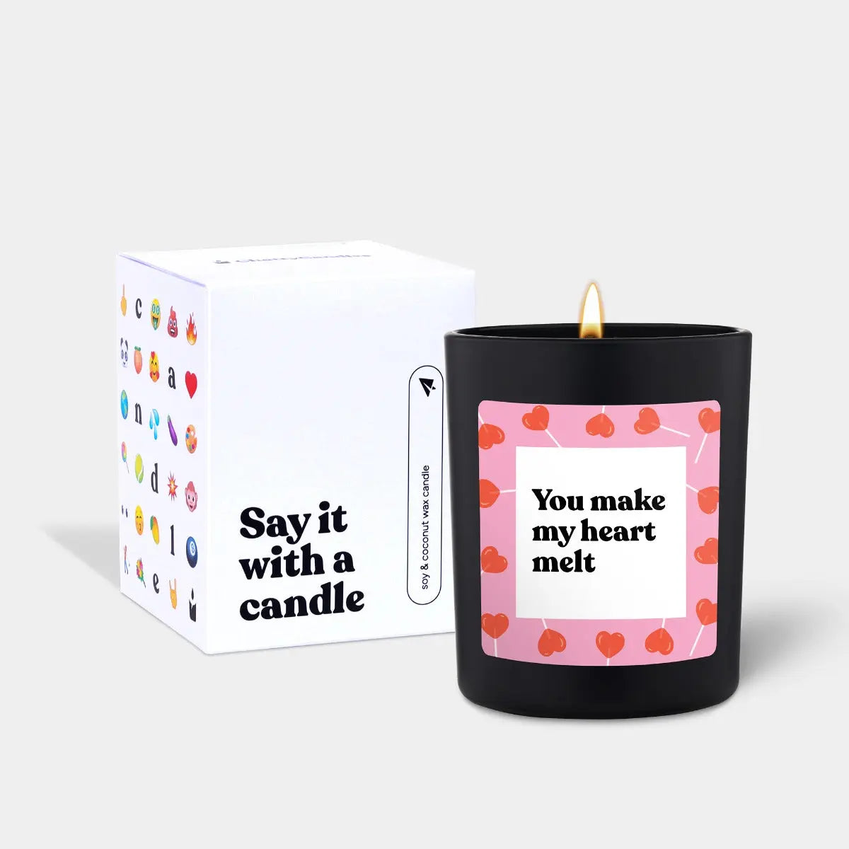Duftkerze Schwarz Woody You make my heart melt von ChattyCandles