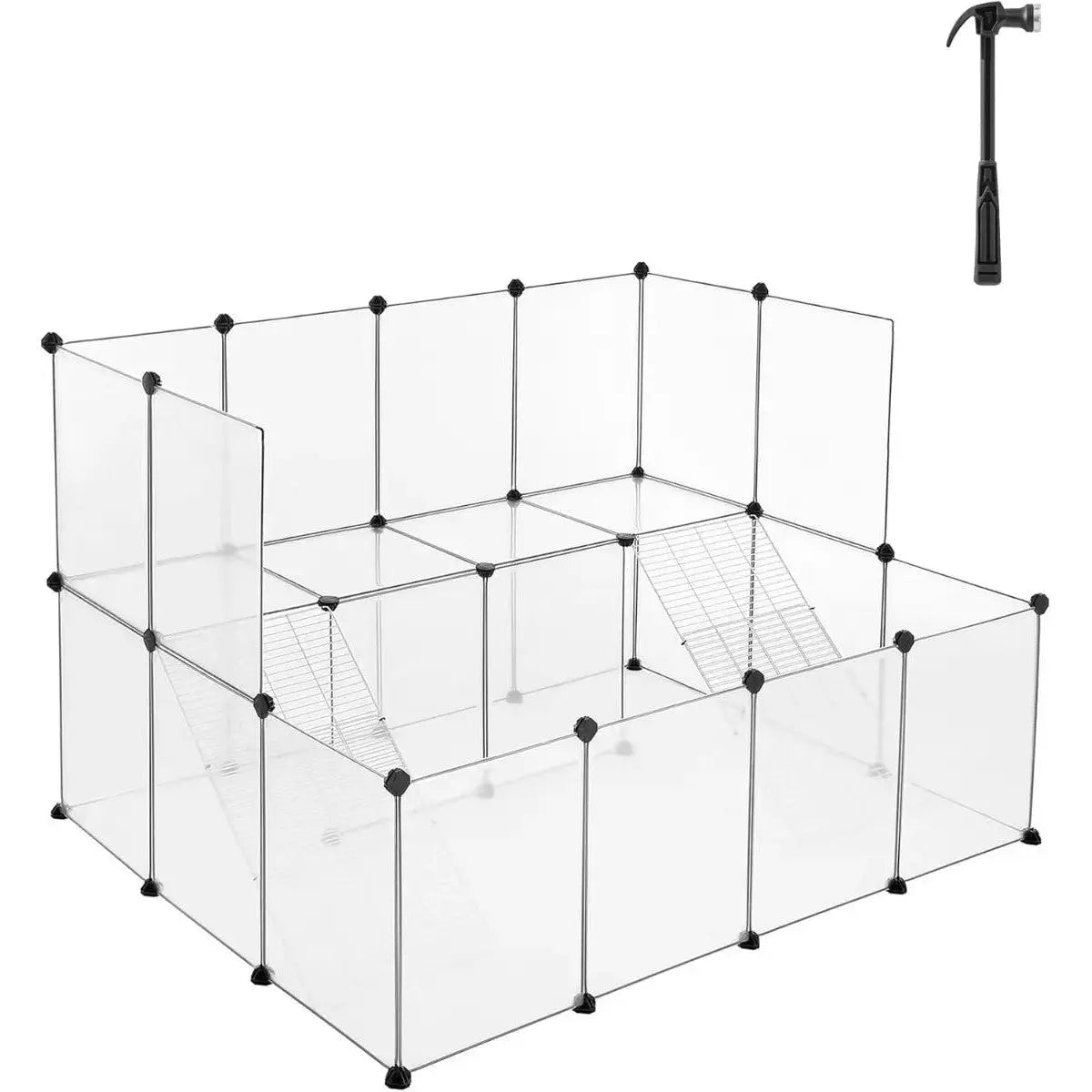Kleintierkäfig modular Balkon weiss Kunststoff von Songmics