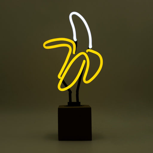 Glas Neon Tischlampe mit Betonsockel - Banane von Locomocean