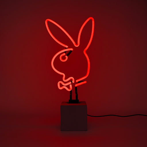 Glas Neon Tischlampe mit Betonsockel - Playboy Bunny rot von Locomocean