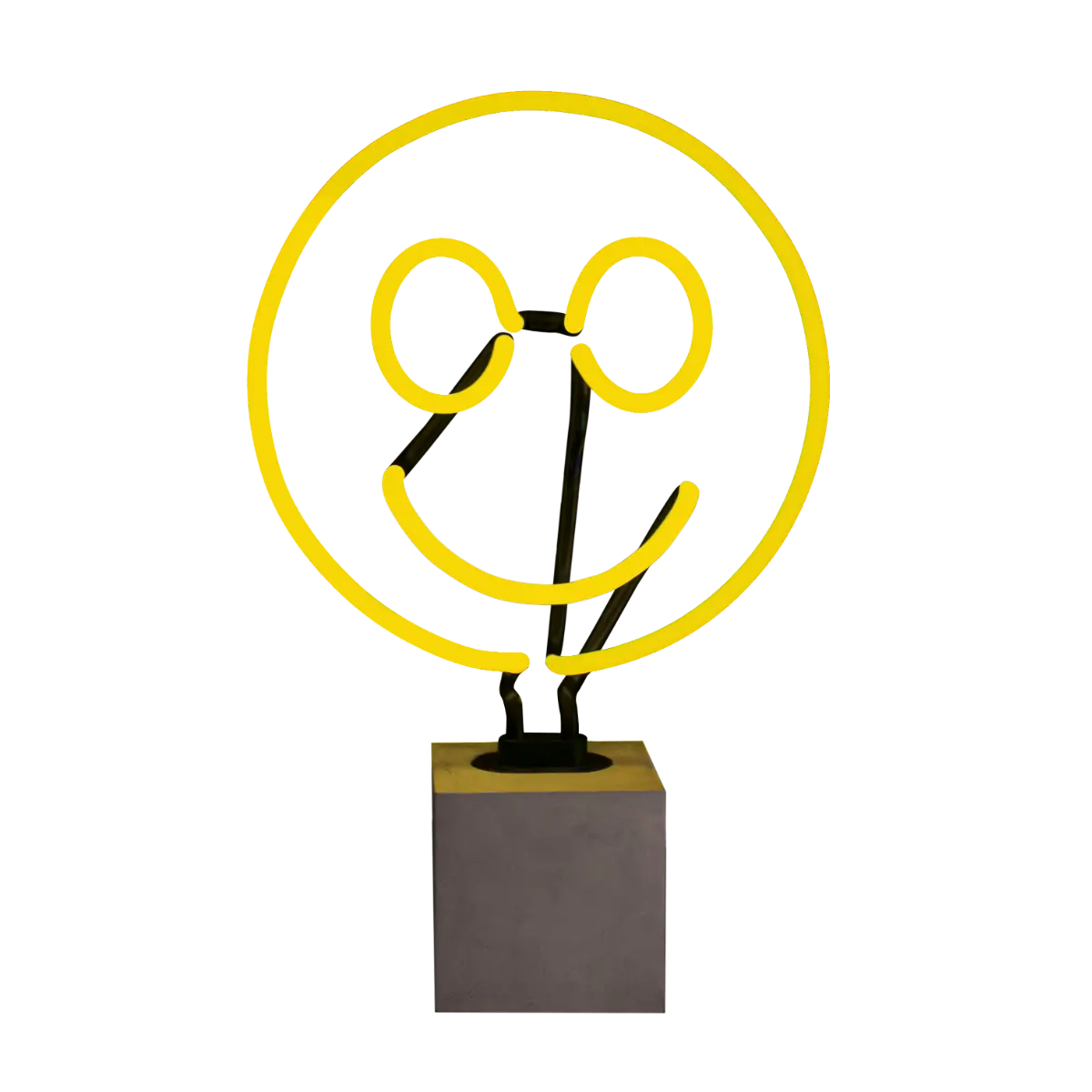 Glas Neon Tischlampe mit Betonsockel - Smiley von Locomocean