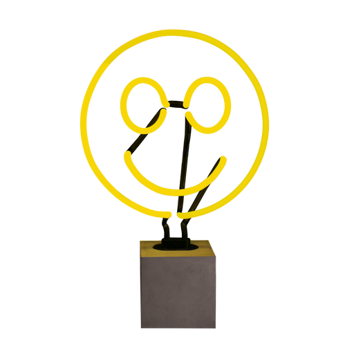 Glas Neon Tischlampe mit Betonsockel - Smiley von Locomocean