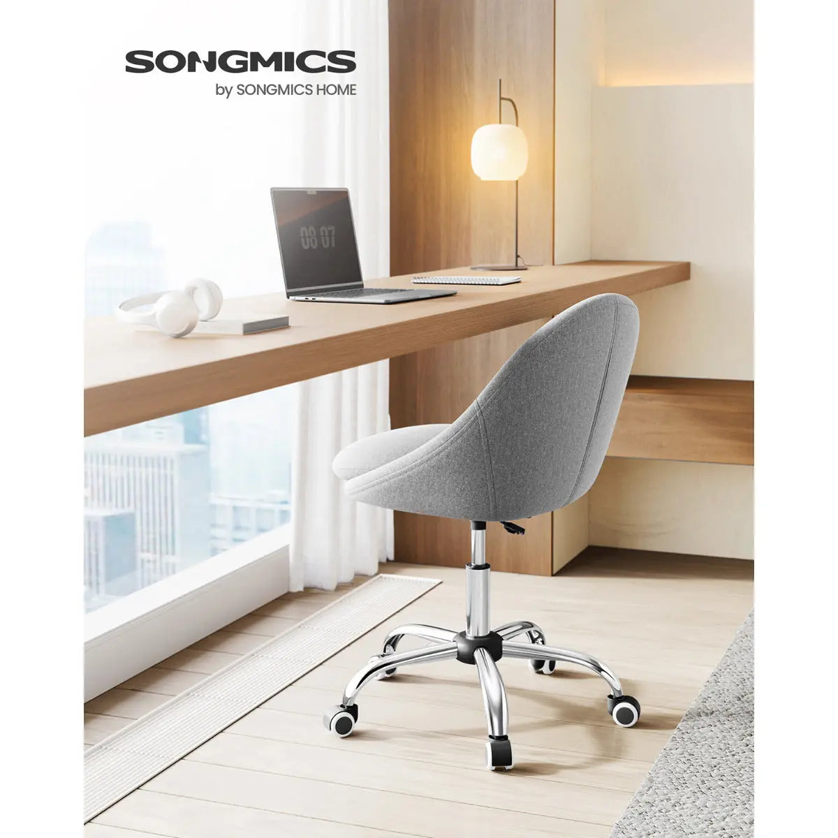 Bürostuhl Schreibtischstuhl Höhenverstellbar Taubengrau von Songmics