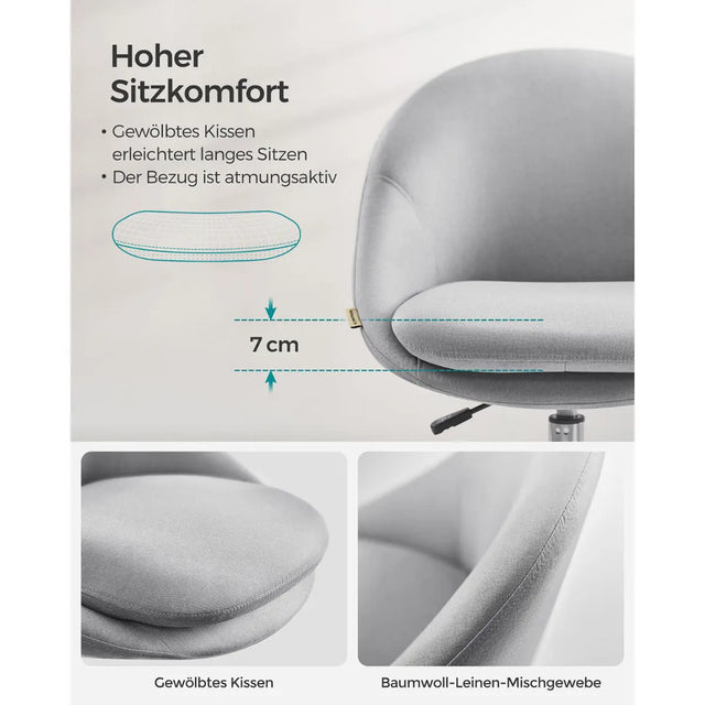 Bürostuhl Schreibtischstuhl Höhenverstellbar Taubengrau von Songmics