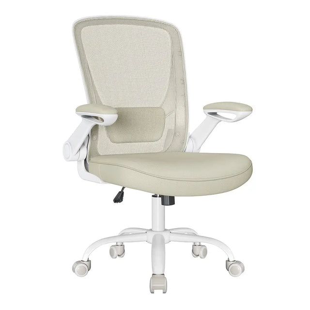 Bürostuhl Ergonomisch Drehstuhl Höhenverstellbar Beige von Songmics