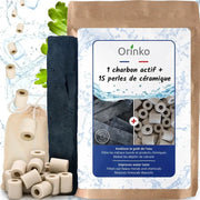 Französische Aktivkohle + 15 Graue Keramikperlen von Orinko