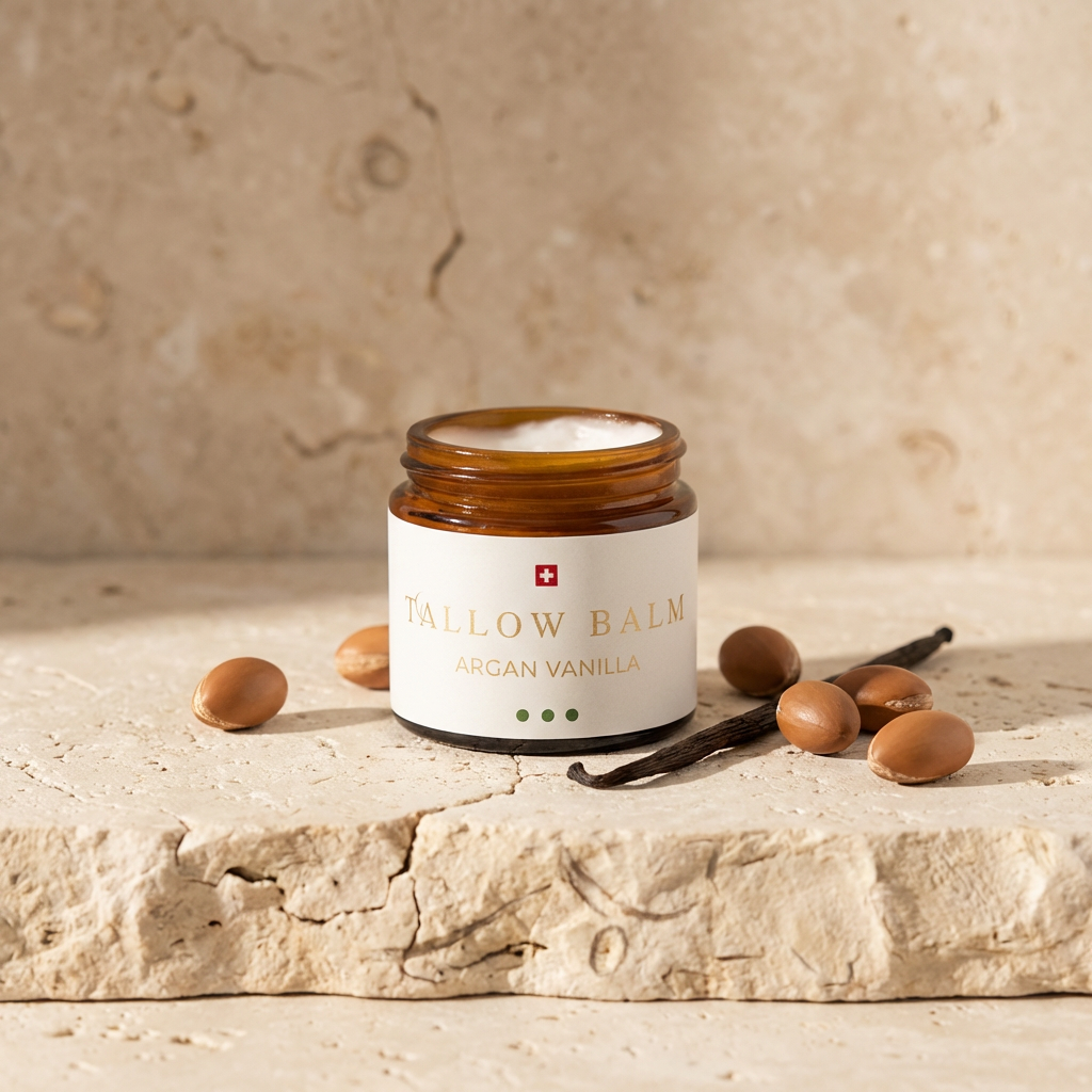 Tallow Balm Argan Vanilla - Hautbalsam mit Rindertalg, Arganöl, natürlichem Vanilleextrakt & Vitamin E, 60ml von guteszeug.ch