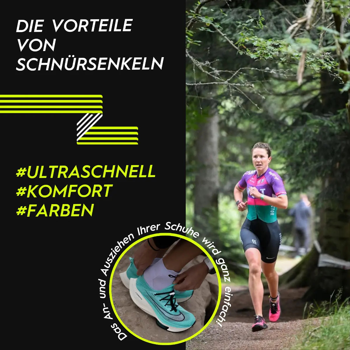 Elastische Schnürsenkel Flexibel Ohne Binden Silikon Triathlon Neonorange von guteszeug.ch