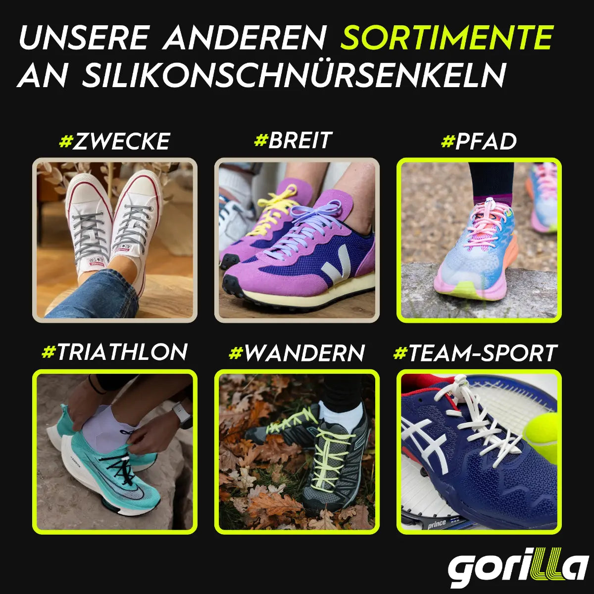 Elastische Schnürsenkel Flexibel Ohne Binden Silikon Running & Joggen Schwarz von guteszeug.ch