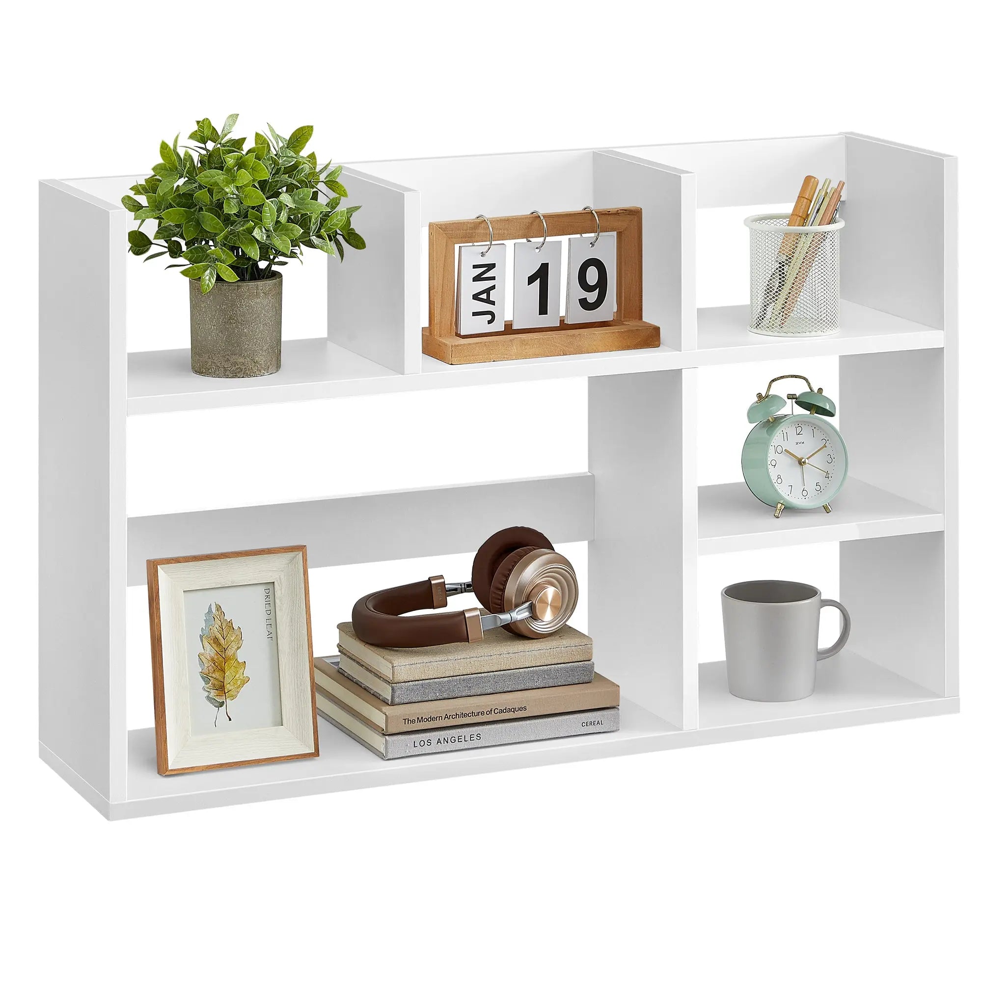 Schreibtischregal Weiss Spanplatte 80cm Organizer von Songmics